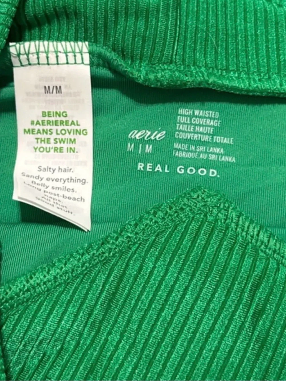 aerie Ribbed High-Waist One-Piece Bottoms — Green
